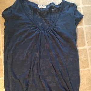 Sheer top with gathered tie bottom